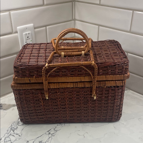 Other - Woven Brown Picnic Basket